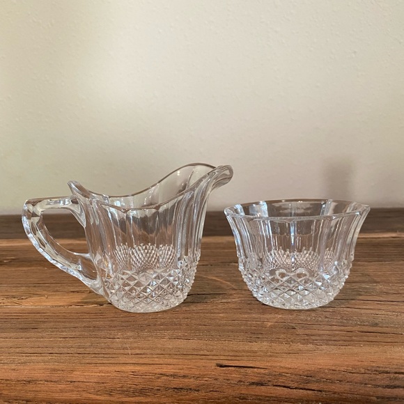 Vintage Crystal Glass Creamer and Sugar Set 
Used - Picture 1 of 10